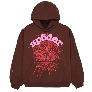 Sp5der Web Logo Hoodie Brown