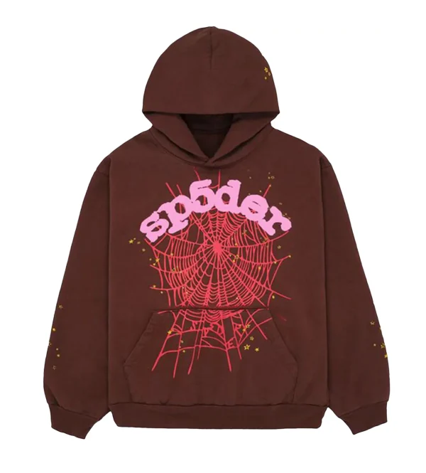 Sp5der Web Logo Hoodie Brown